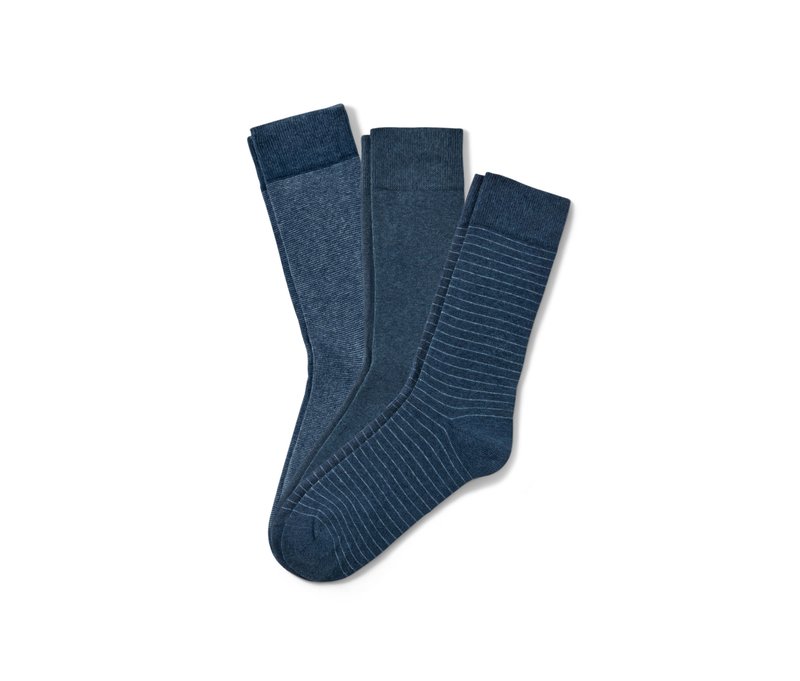 Tchibo - 3 Paar Socken - Herren - Gr. 41-43 - dunkelblau/gestreift