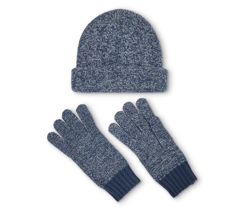 Tchibo - Kinder-Strickmütze und -Handschuhe - Gr. 49-52 - dunkelblau