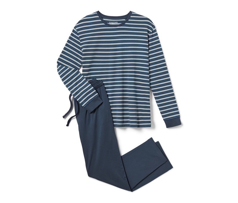 Tchibo - Pyjama mit Modal - Herren - Gr. L - dunkelblau/gestreift