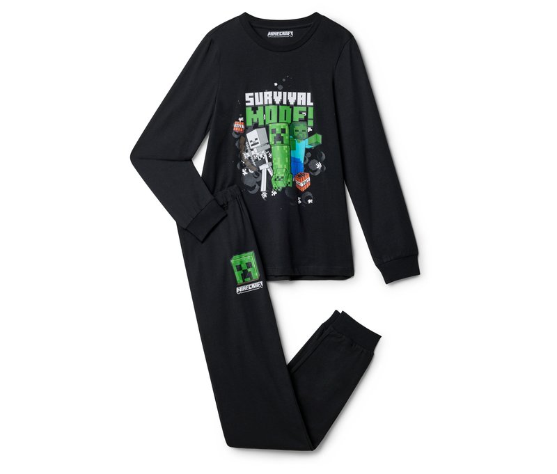 Tchibo - Minecraft Kinder-Pyjama - Gr. 122/128 - schwarz/print