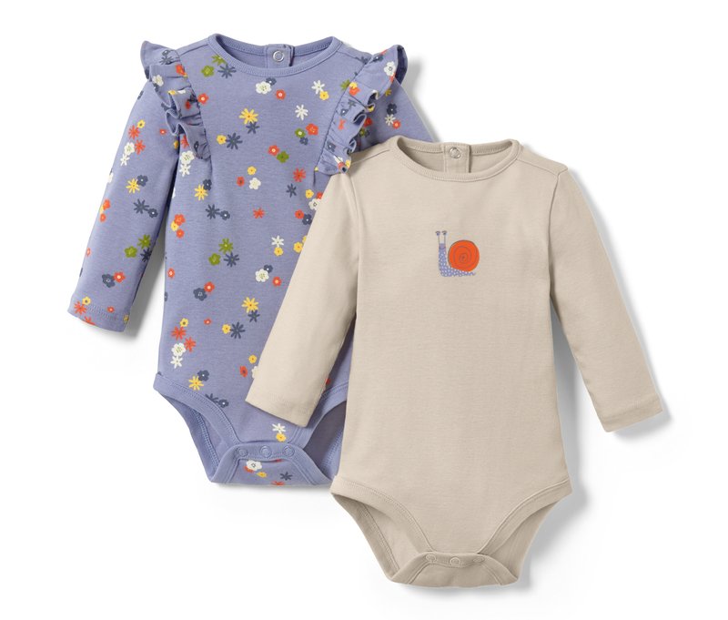 Tchibo - 2 Baby-Bodys - Gr. 62/68 - creme/print