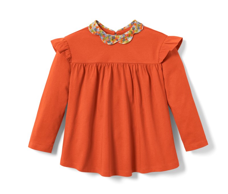 Tchibo - Kleinkind-Langarmshirt - Gr. 122/128 - orange/geblümt