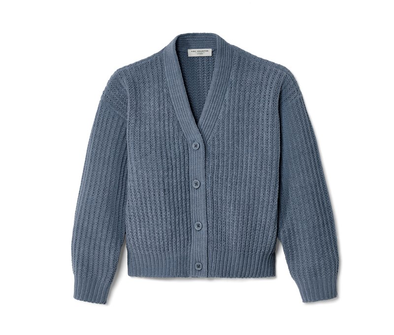 Tchibo - Kinder Chenille-Strickjacke - Gr. 134/140 - blau