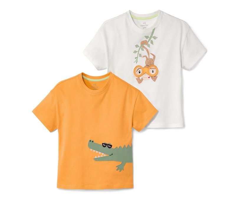 Tchibo - 2 Kinder-T-Shirts - Gr. 122/128 - orange/print