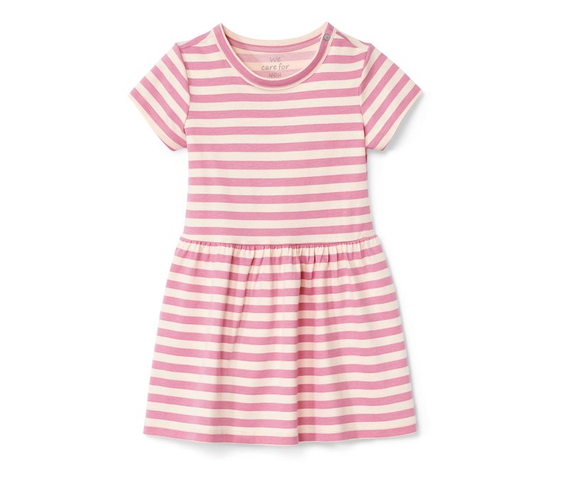 Tchibo - Baby-Jerseykleid - Gr. 62/68 - weiß/gestreift
