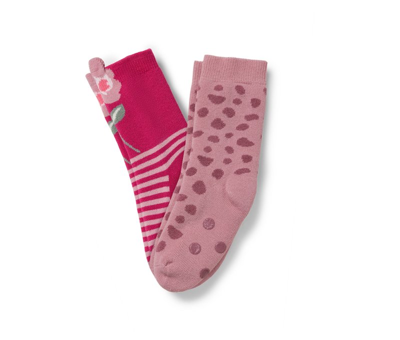 Tchibo - 2 Paar Kinder-Antirutsch-Socken - Gr. 23-26 - dunkelrosa/jacquard