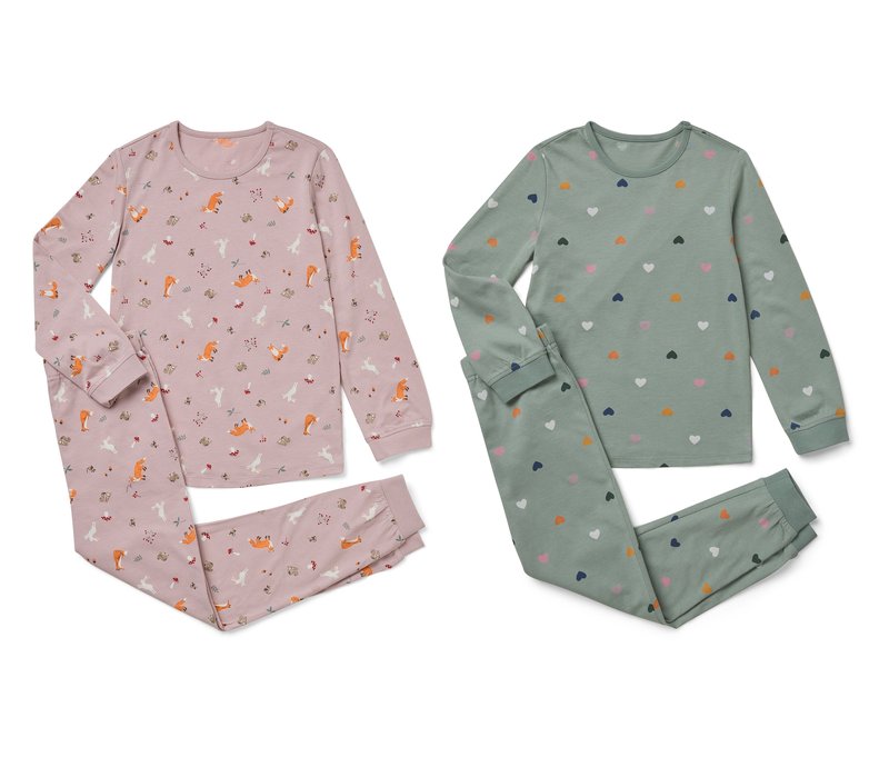 Tchibo - 2 Kinder-Pyjama-Sets - Gr. 110/116 - rosa/print