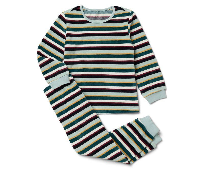 Tchibo - Kinder-Nicki-Pyjama - Gr. 98/104 - grün/gestreift