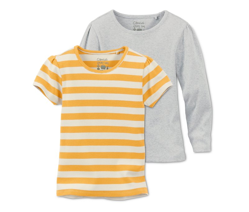 Tchibo - 2 Rippenshirts - Gr. 122/128 - weiß/gestreift