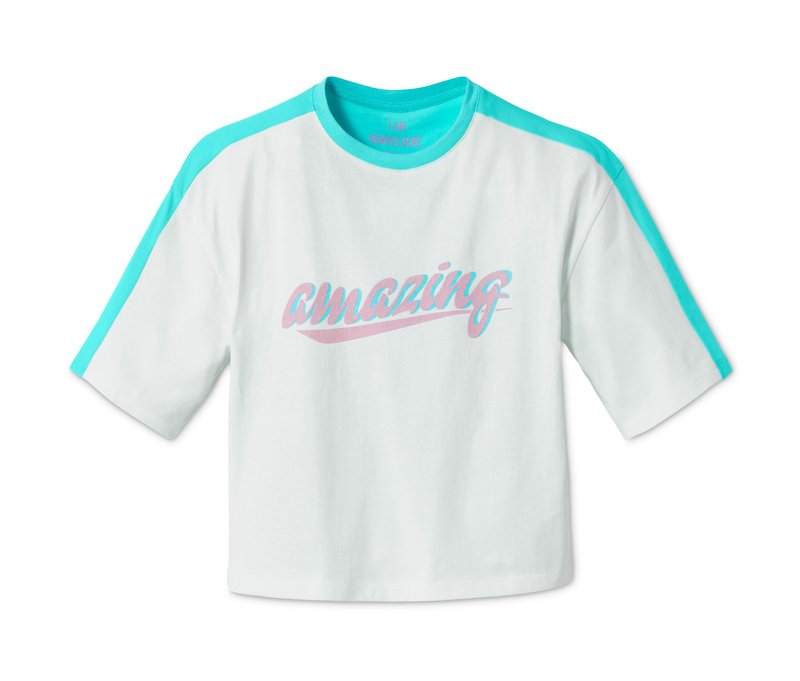 Tchibo - T-Shirt aus Bio-Baumwolle - Gr. 122/128 - türkis/print