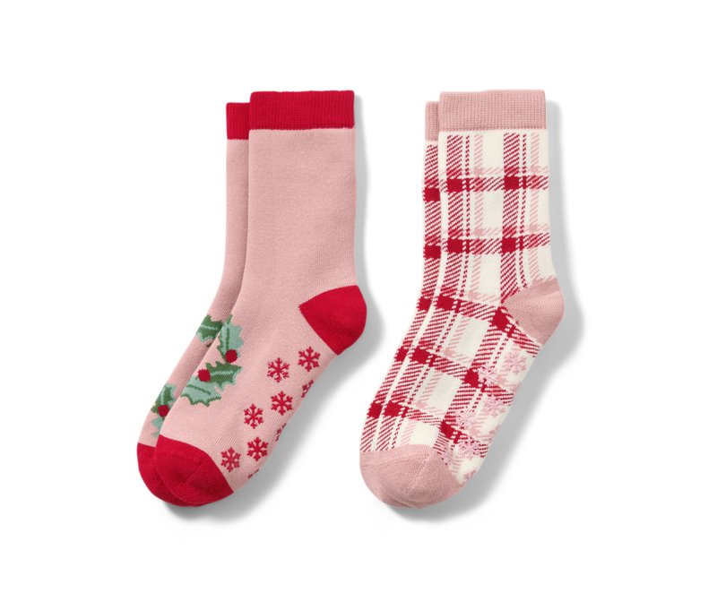 Tchibo - 2 Paar Kleinkinder-Antirutsch-Socken mit Herz-Jacquard - Gr. 19-22 - weiß/jacquard