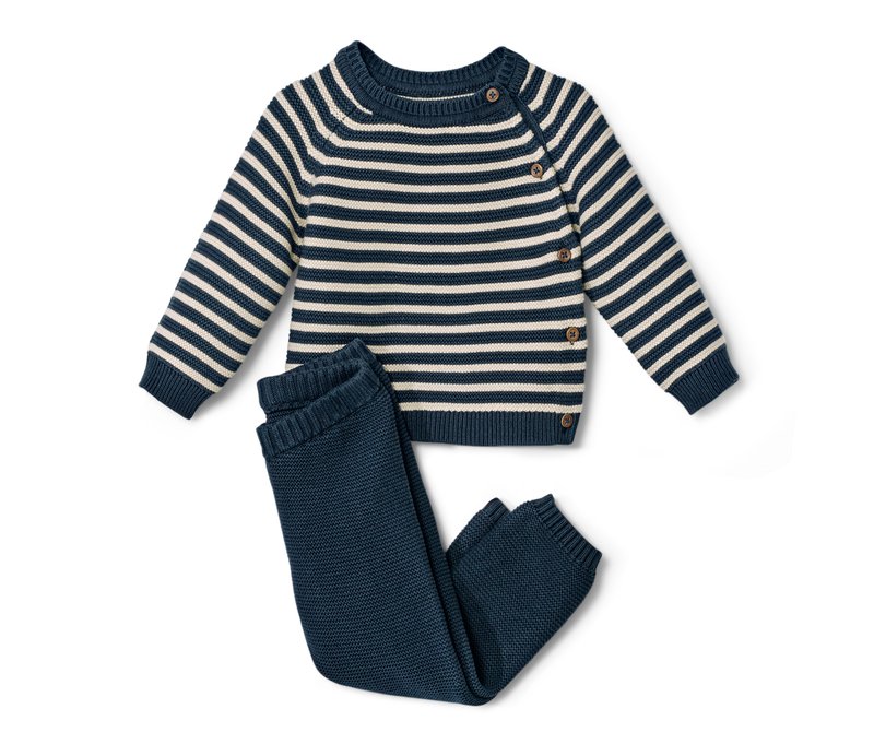 Tchibo - Baby-Strickkombi - Gr. 98/104 - dunkelblau/gestreift