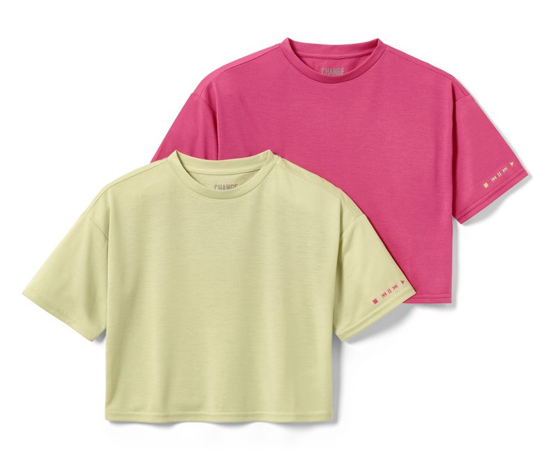Tchibo - 2 Kinder-Sportshirts - Gr. 146/152 - hellgrün