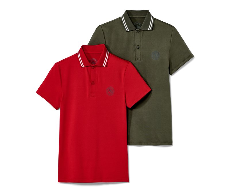 Tchibo - 2 Kinder-Polo-Funktionsshirts - Gr. 146/152 - olivgrün