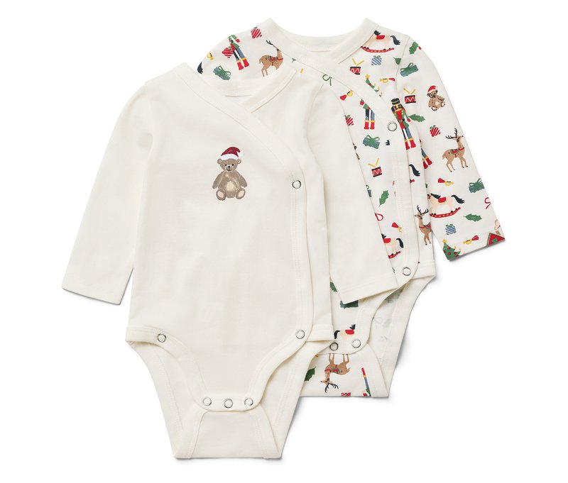 Tchibo - 2 Baby-Langarmbodys - Gr. 98/104 - creme