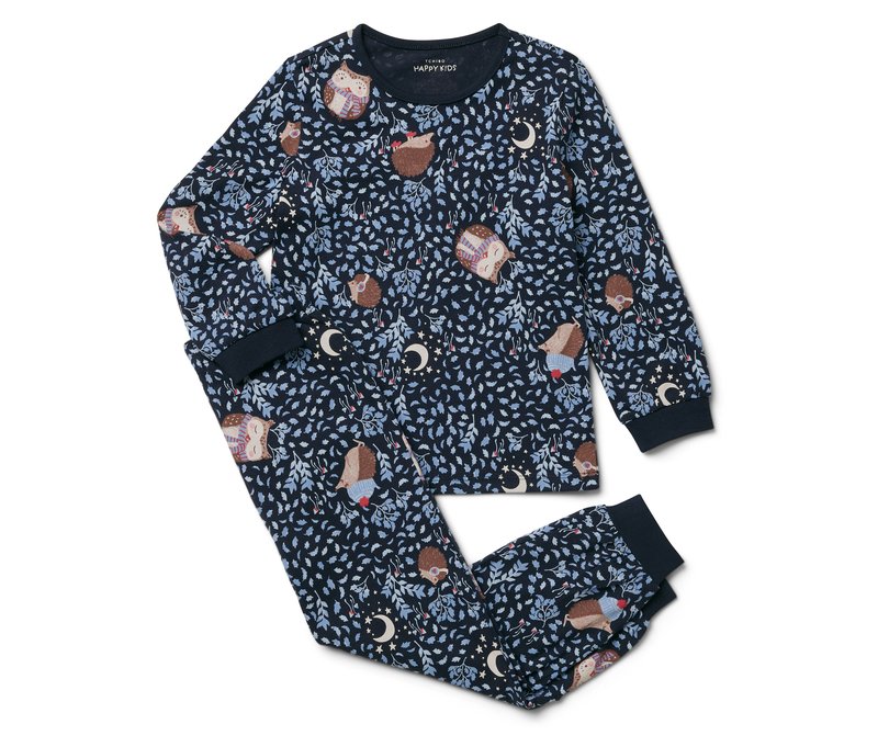 Tchibo - Kinder-Pyjama - Gr. 122/128 - dunkelblau/print