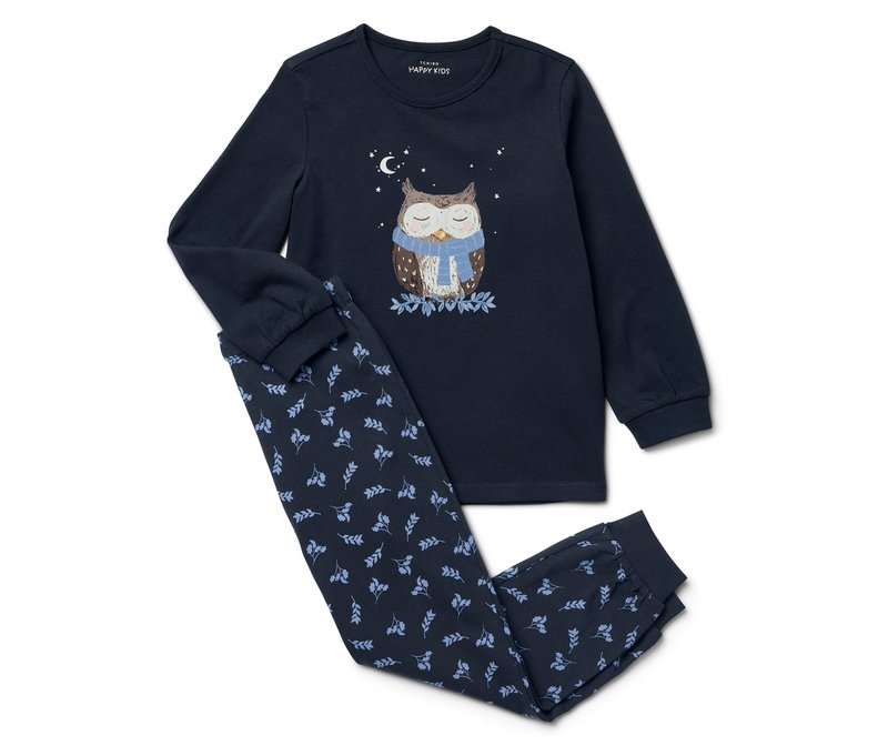 Tchibo - Kinder-Pyjama »Glow in the dark« - Gr. 122/128 - dunkelblau/print