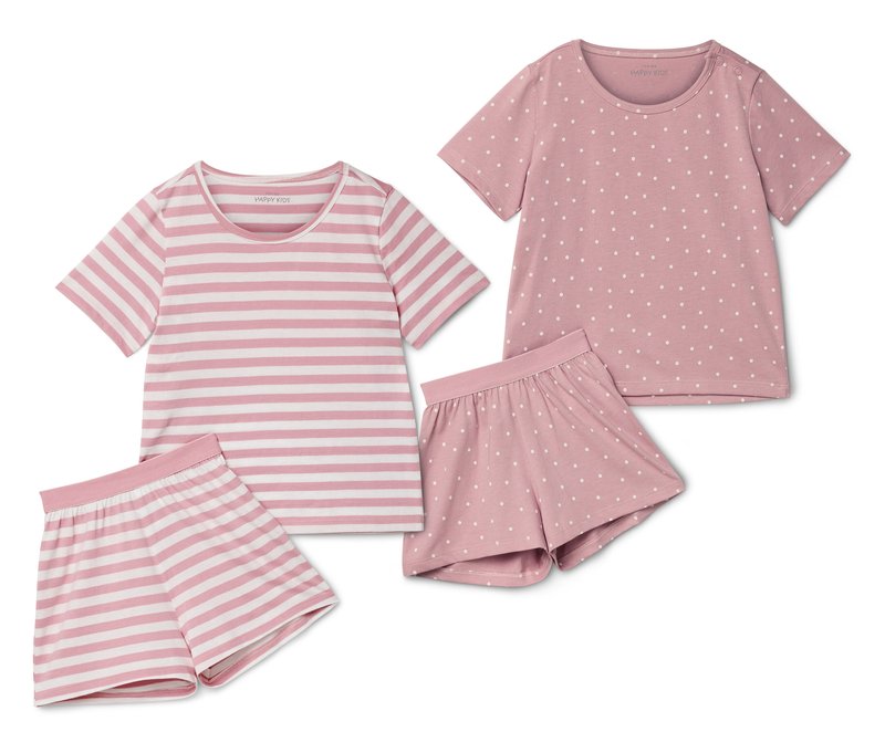 Tchibo - 2 kurze Kinder-Pyjamas - Gr. 98/104 - weiß/print