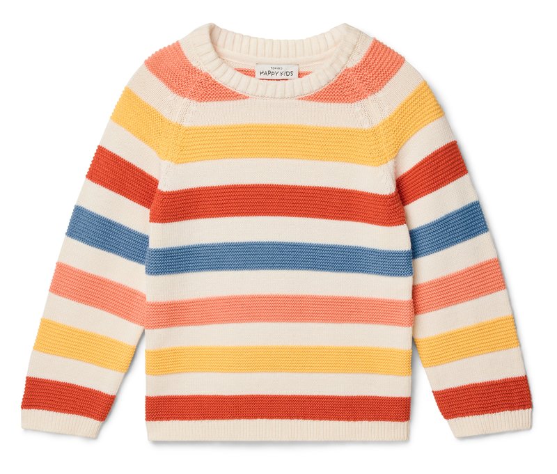 Tchibo - Kinder-Strickpullover - Gr. 110/116 - creme/gestreift