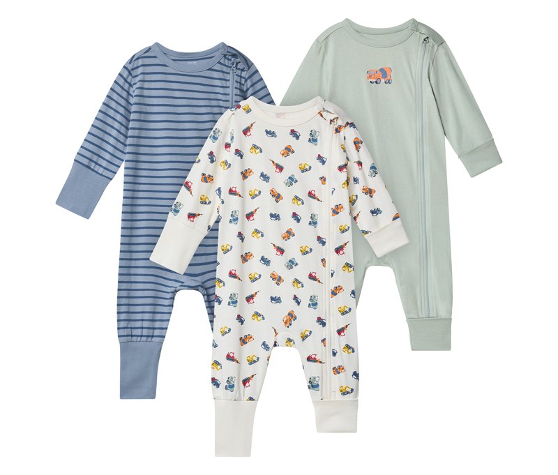 Tchibo - 3 Baby-Schlafanzüge - Gr. 74/80 - blau/print