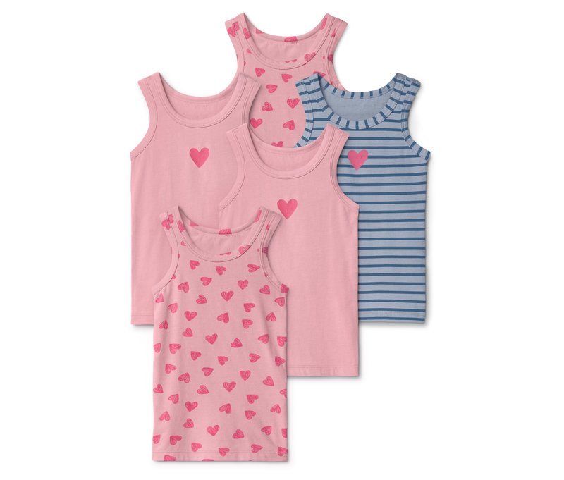 Tchibo - 5 Kinder-Unterhemden - Gr. 110/116 - blau/print