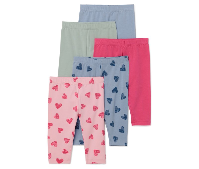 Tchibo - 5 Kinder-Leggings - Gr. 134/140 - hellblau/print