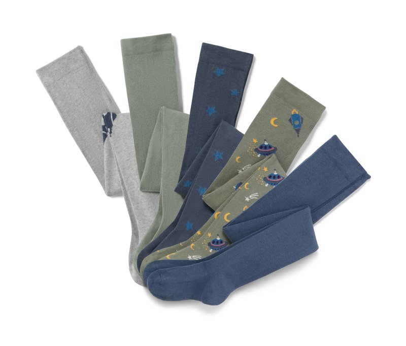 Tchibo - 5 Baumwoll-Strumpfhosen - Gr. 86/92 - blau/gestreift