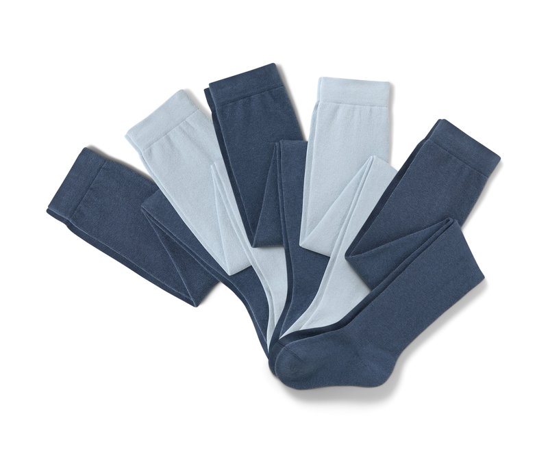 Tchibo - 5 Baumwoll-Strumpfhosen - Gr. 110/116 - blau/gestreift