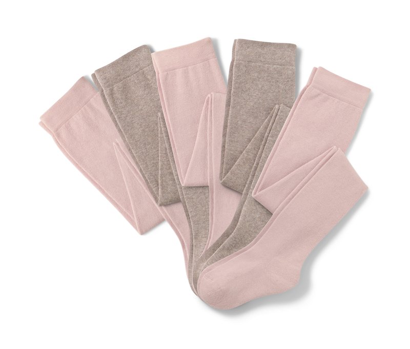 Tchibo - 5 Baumwoll-Strumpfhosen - Gr. 122/128 - rosa/gestreift