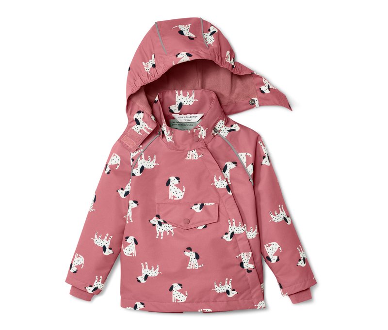 Tchibo - Kinder-Thermo-Regenjacke - Gr. 122/128 - dunkelrosa/print