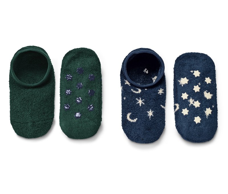 Tchibo - 2 Paar Hausschuhslippersocken - Gr. 31-34 - weiß/jacquard