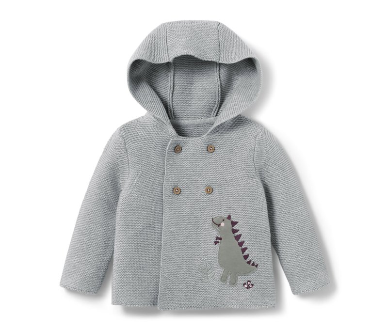 Tchibo - Baby-Strickjacke mit Applikation - Gr. 98/104 - grau
