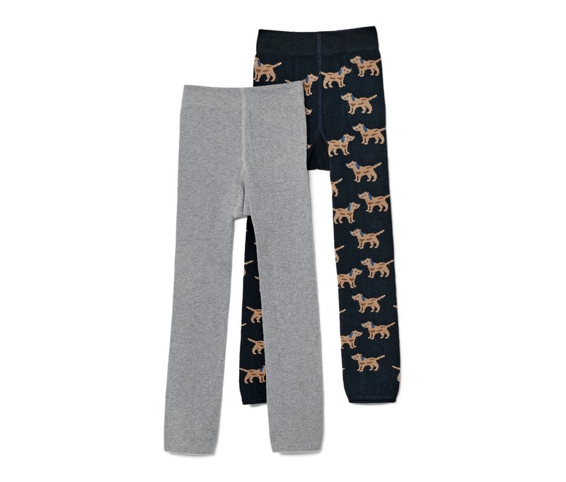 Tchibo - 2 Kinder-Strickleggings mit Stickerei - Gr. 98/104 - dunkelblau/jacquard
