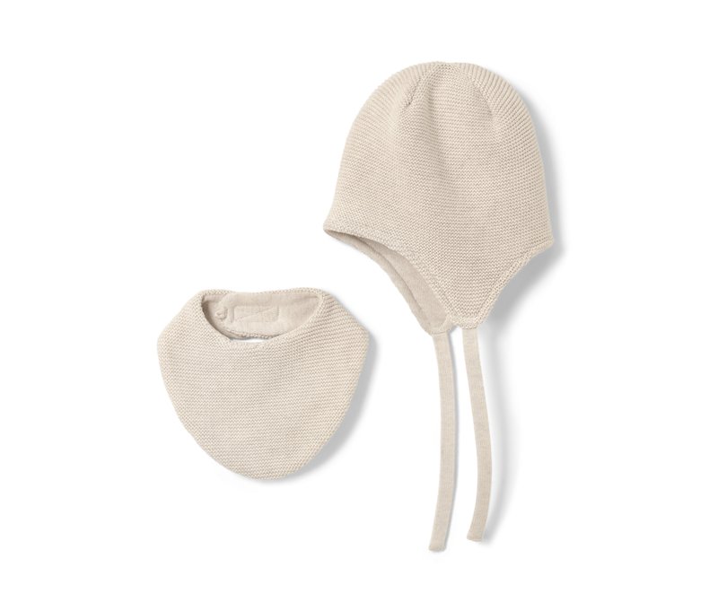 Tchibo - Baby-Strickmütze-und-Strickschal - Gr. 45-48 - beige
