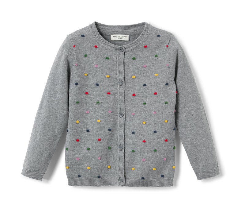 Tchibo - Kinder-Strickjacke - Gr. 98/104 - grau/gepunktet