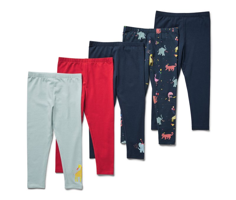 Tchibo - 5 Kinder-Leggings - Gr. 86/92 - blau/print