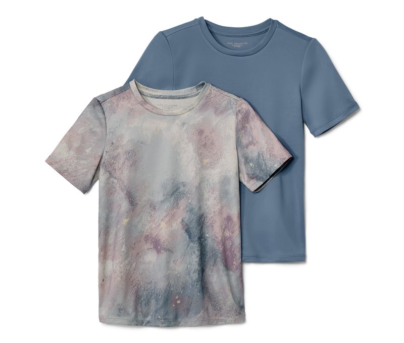 Tchibo - 2 Kinder-Sportshirts - Gr. 170/176 - blau/print