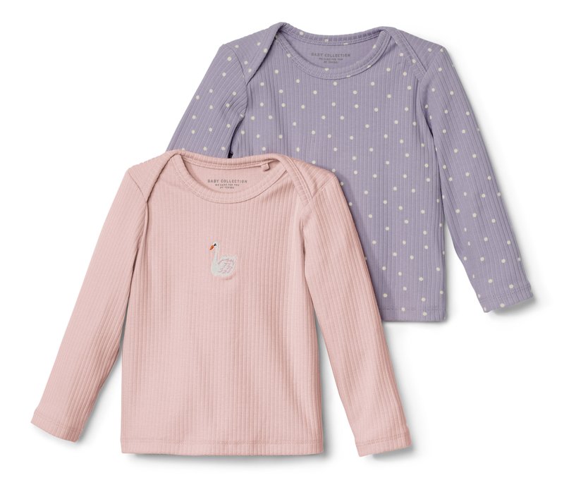Tchibo - 2 Baby-Langarmshirts mit Rippstruktur - Gr. 86/92 - weiß