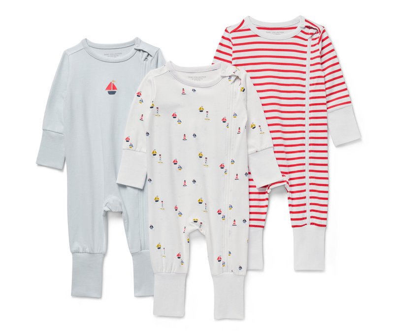 Tchibo - 3 Baby-Pyjamas - Gr. 98/104 - hellblau/print