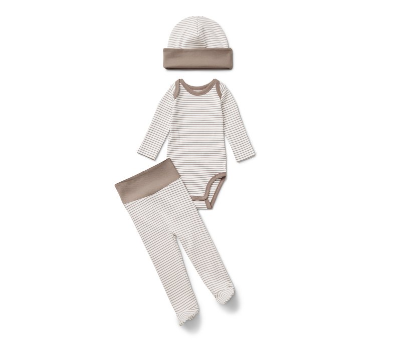 Tchibo - Baby-Set - Gr. 74/80 - hellbraun/gestreift