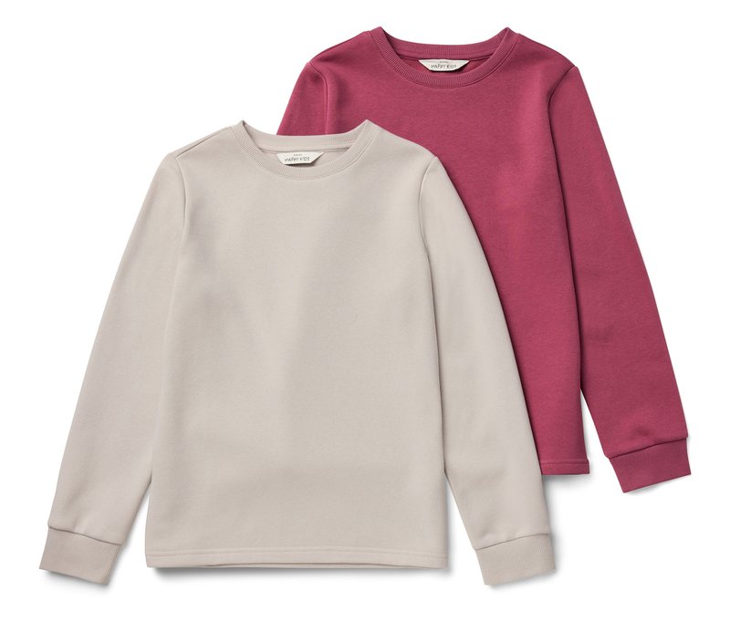 Tchibo - 2 Kinder-Sweatshirts mit angerauter Innenseite - Gr. 146/152 - dunkelrosa