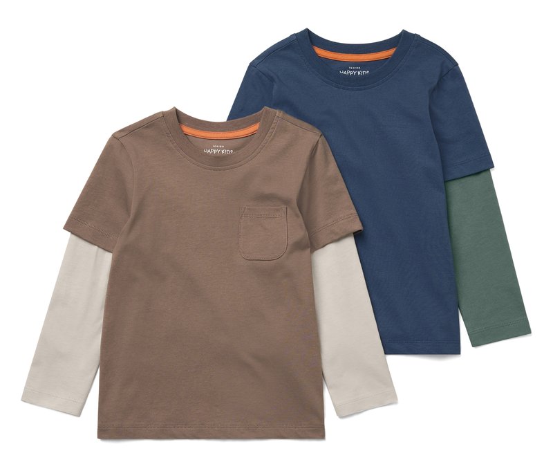 Tchibo - 2 Kinder-2-in1-Langarmshirts - Gr. 98/104 - dunkelblau