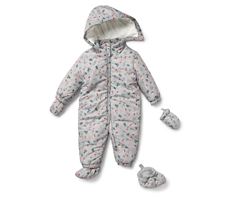 Tchibo - Baby-Winteroverall - Gr. 62/68 - hellgrau/print