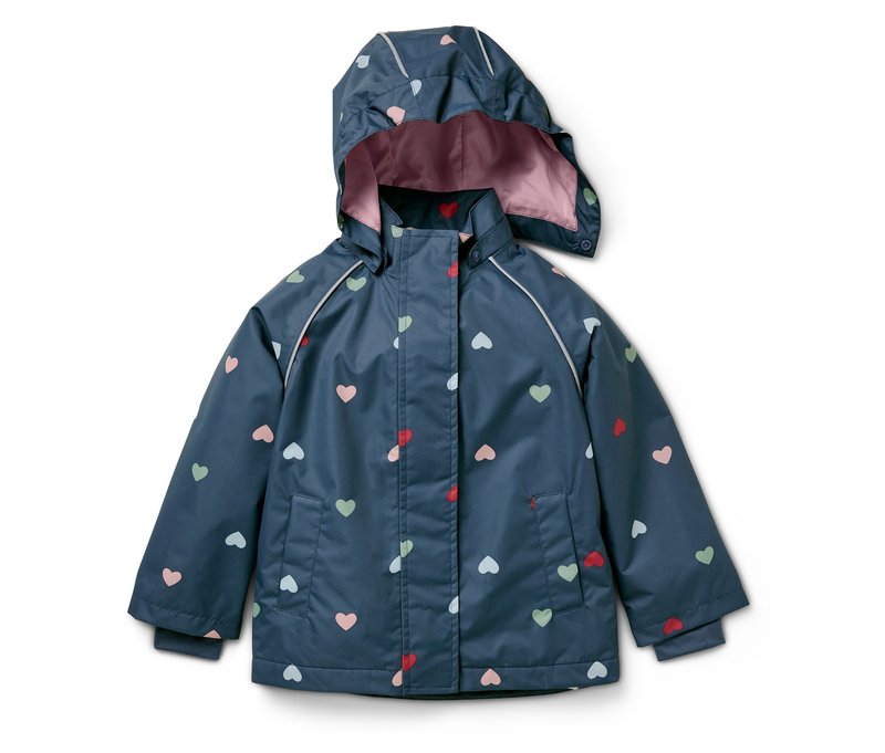 Tchibo - Kinder-Thermo-Regenjacke mit Fleecefutter - Gr. 74/80 - rosa/print