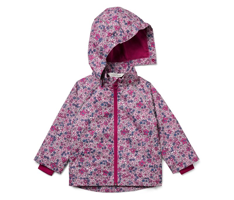 Tchibo - Kinder-Thermo-Regenjacke mit Fleecefutter - Gr. 86/92 - rosa/geblümt