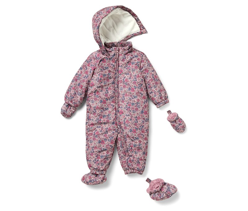 Tchibo - Baby-Winteroverall - Gr. 62/68 - weiß/geblümt