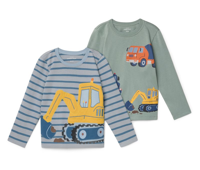 Tchibo - 2 Kinder-Langarmshirts mit Applikation - Gr. 62/68 - blau