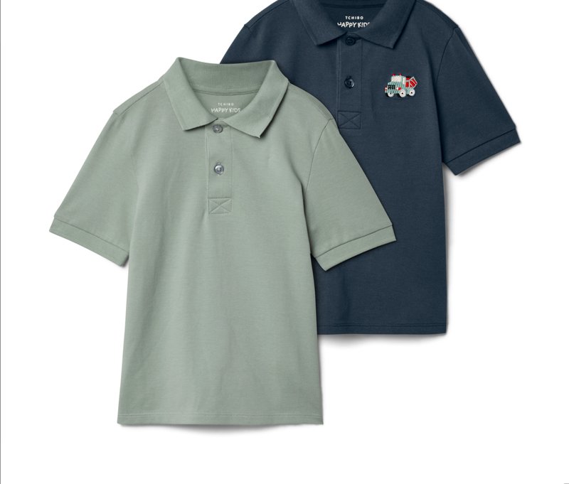 Tchibo - 2 Kinder-Poloshirts aus Baumwoll-Piqué - Gr. 134/140 - grau