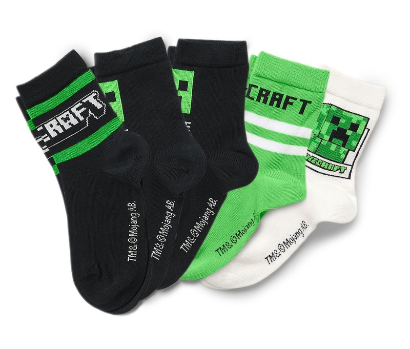 Tchibo - 5 Paar Minecraft Kinder-Socken - Gr. 27-30 - schwarz