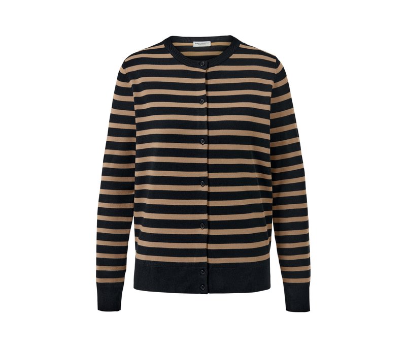 Tchibo - Gestreifter Feinstrick-Cardigan - Damen - Gr. S - schwarz/gestreift